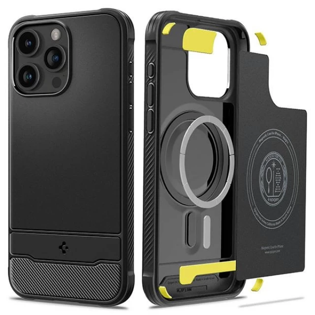 Чохол Spigen Rugged Armor для iPhone 15 Pro Max Matte Black with MagSafe (ACS06561)