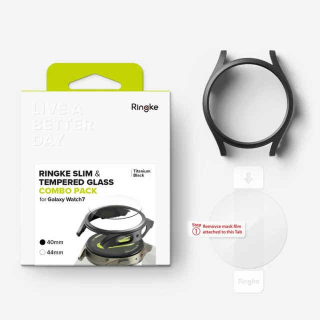 Чохол і захисне скло Ringke Slim & Tempered Glass для Samsung Galaxy Watch 7 40 mm Titanium Black (8809961787843)