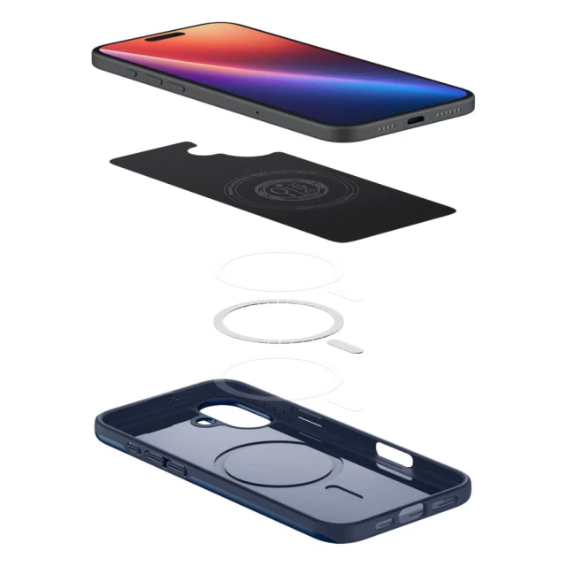 Чохол Spigen Thin Fit для iPhone 16 Navy Blue with MagSafe (ACS08187)