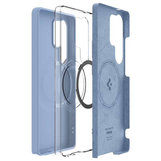 Чехол Spigen Silicone Fit для Samsung Galaxy S25 Ultra (S938) Sapphire Blue with MagSafe (ACS09018)