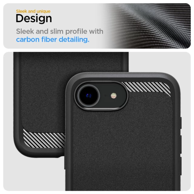 Чохол Spigen Rugged Armor для iPhone 16e Matte Black with MagSafe (ACS09152)