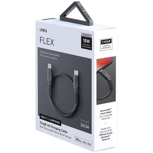Кабель Uniq Flex USB-C to Lightning 0.3m Сharcoal Grey (UNIQ-FLEX030(CTMFI)-GREY)