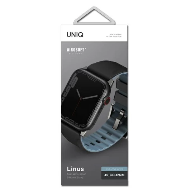 Ремінець Uniq Linus для Apple Watch 49 | 45 | 44 | 42 mm Midnight Black (UNIQ-45MM-LINUSBLK)