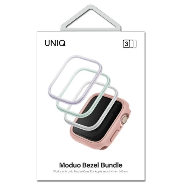Набір чохлів Uniq 3-in-1 Moduo для Apple Watch 4/5/6/7/8/SE 40 | 41mm Sage | Lilac | White (UNIQ-41MM-3IN1MDBUN)
