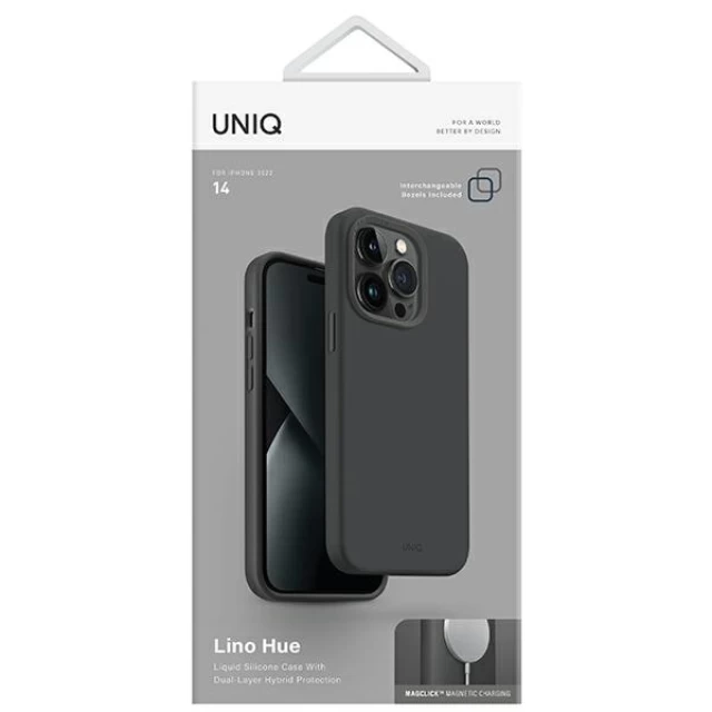 Чехол Uniq Lino Hue для iPhone 14 Charcoal Grey with MagSafe (UNIQ-IP6.1(2022)-LINOHMGRY)