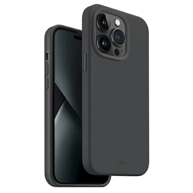 Чохол Uniq Lino Hue для iPhone 14 Pro Charcoal Grey with MagSafe (UNIQ-IP6.1P(2022)-LINOHMGRY)