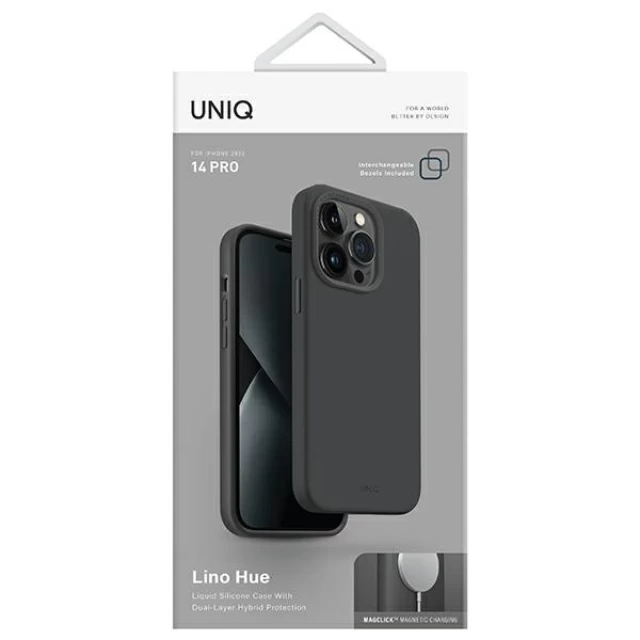 Чехол Uniq Lino Hue для iPhone 14 Pro Charcoal Grey with MagSafe (UNIQ-IP6.1P(2022)-LINOHMGRY)