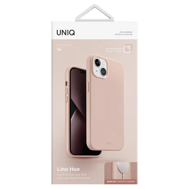 Чохол Uniq Lino Hue для iPhone 14 Blush Pink with MagSafe (UNIQ-IP6.1(2022)-LINOHMPNK)