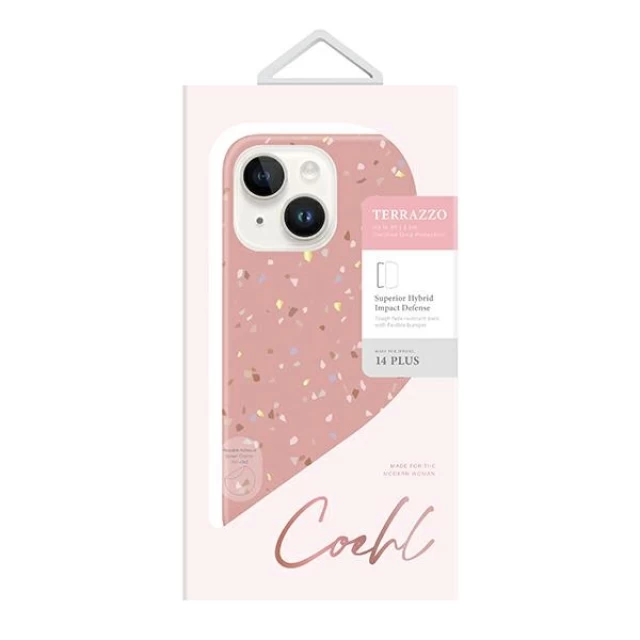 Чохол Uniq Coehl Terrazzo для iPhone 14 Plus Coral Pink (UNIQ-IP6.7M(2022)-TEZCPK)