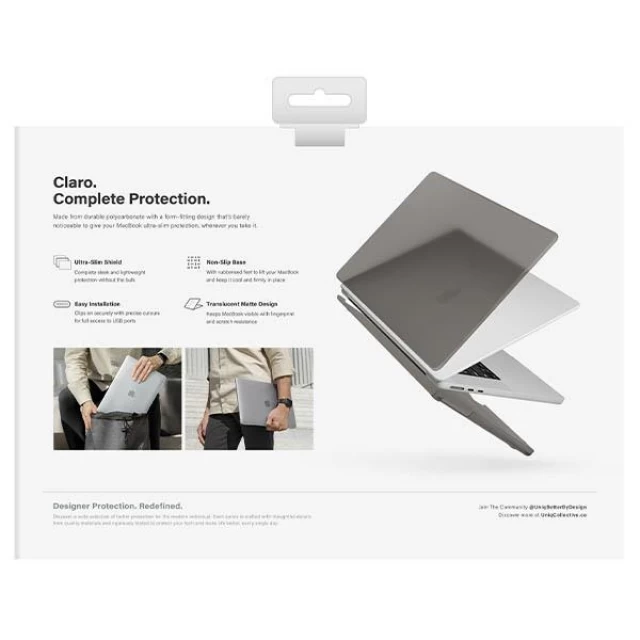 Чехол Uniq Claro для MacBook Air 13 (2022) Smoke Grey (UNIQ-MA13(2022)-CLAROMGRY)