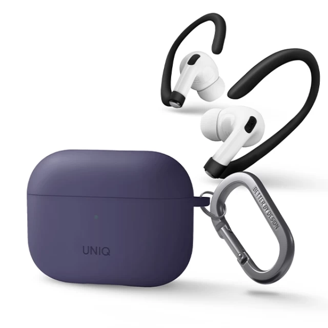 Чохол для навушників Uniq Nexo + Ear Hooks для AirPods Pro 2 Fig Purple (UNIQ-AIRPODSPRO2-NEXOPUR)