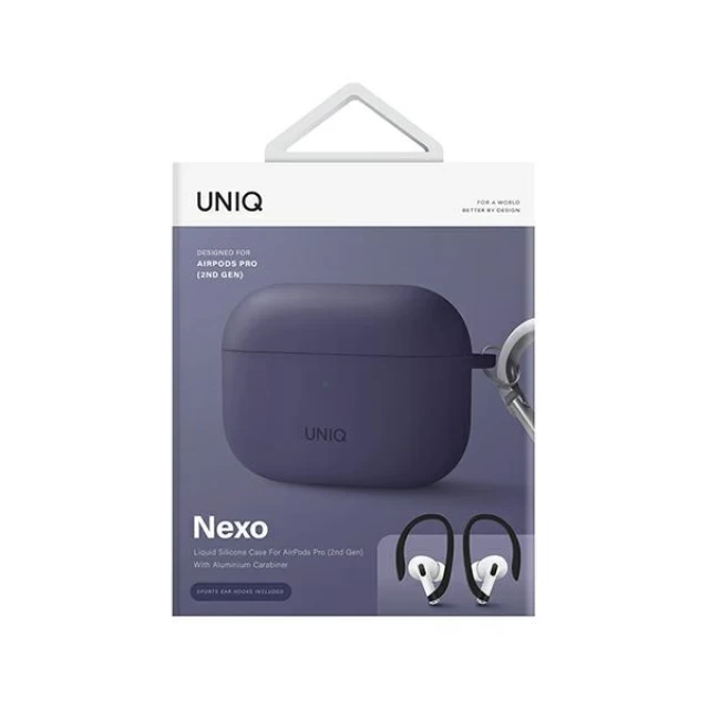 Чохол для навушників Uniq Nexo + Ear Hooks для AirPods Pro 2 Fig Purple (UNIQ-AIRPODSPRO2-NEXOPUR)