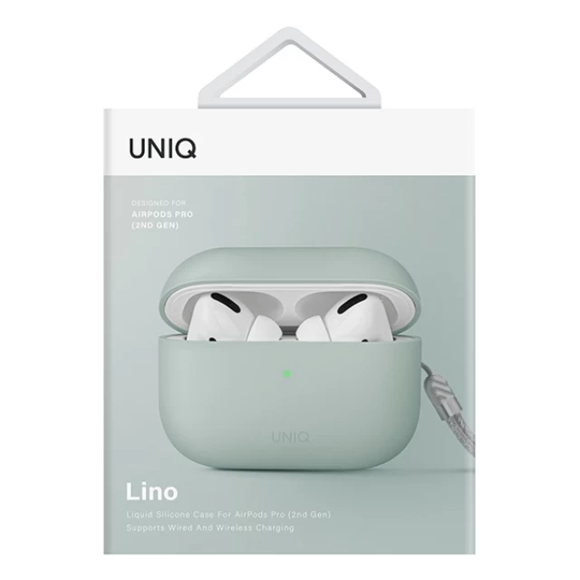 Чохол для навушників Uniq Lino для AirPods Pro 2 Mint Green (UNIQ-AIRPODSPRO2-LINOGRN)
