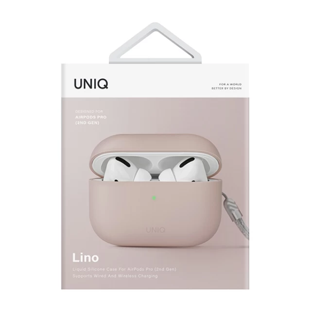 Чохол для навушників Uniq Lino для AirPods Pro 2 Blush Pink (UNIQ-AIRPODSPRO2-LINOPNK)