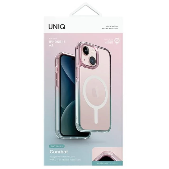 Чехол Uniq Combat Duo для iPhone 15 Pastel Sky Blue/Powder Pink with MagSafe (Uniq-IP6.1(2023)-CDSBLPPK)
