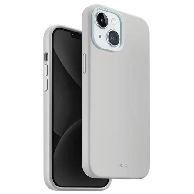 Чохол Uniq Lino Hue для iPhone 15 Chalk Grey with MagSafe (Uniq-IP6.1(2023)-LINOHMCGRY)