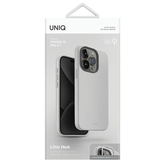 Чехол Uniq Lino Hue для iPhone 15 Pro Chalk Grey with MagSafe (Uniq-IP6.1P(2023)-LINOHMCGRY)