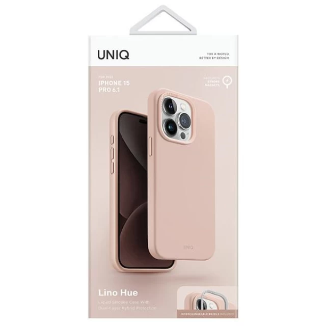 Чохол Uniq Lino Hue для iPhone 15 Pro Blush Pink with MagSafe (Uniq-IP6.1P(2023)-LINOHMPNK)