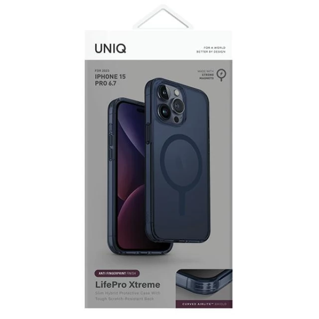 Чохол Uniq LifePro Xtreme для iPhone 15 Pro Max Smoke Blue with MagSafe (Uniq-IP6.7P(2023)-LXAFMSBLU)