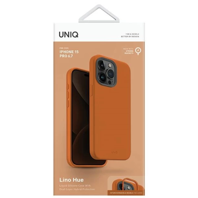 Чехол Uniq Lino Hue для iPhone 15 Pro Max Sunset Orange with MagSafe (Uniq-IP6.7P(2023)-LINOHMORG)