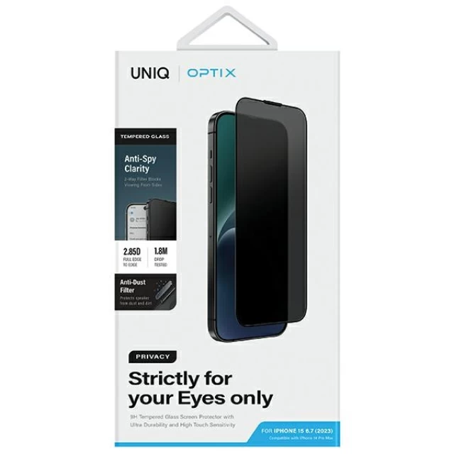 Захисне скло UNIQ Optix Privacy для iPhone 15 Plus (UNIQ-IP6.7(2023)-PRIVACY)