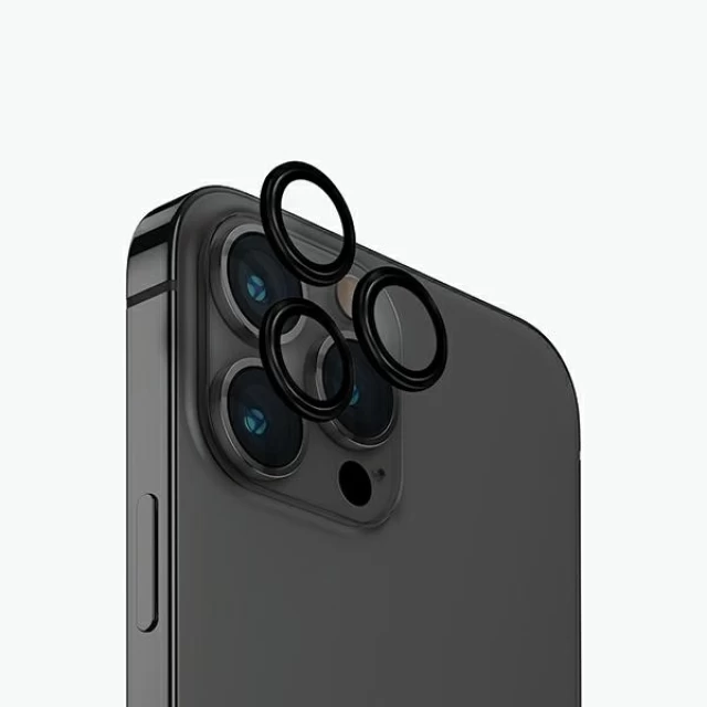 Защитное стекло UNIQ для камеры iPhone 15 Pro Optix Aluminium Lens Protector Midnight Black (UNIQ-IP6.1P(2023)-ALENSBLK)