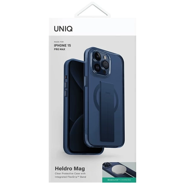 Чехол UNIQ Heldro Mag для iPhone 15 Pro Max Ultramarine Deep Blue with MagSafe (UNIQ-IP6.7P(2023)-HELMGDBLU)
