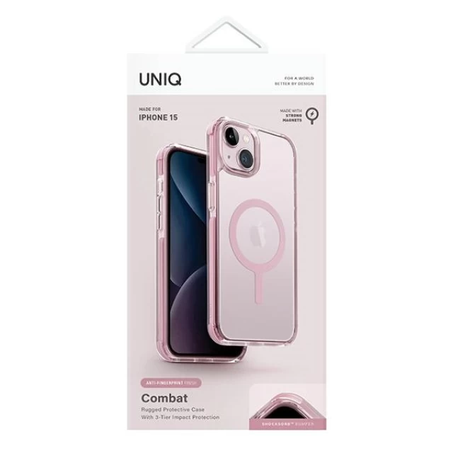 Чохол UNIQ Combat для iPhone 15 Baby Pink with MagSafe (UNIQ-IP6.1(2023)-COMAFMBPNK)