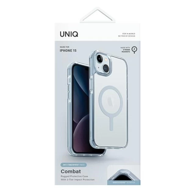 Чохол UNIQ Combat для iPhone 15 Ice Blue with MagSafe (UNIQ-IP6.1(2023)-COMAFMIBLU)