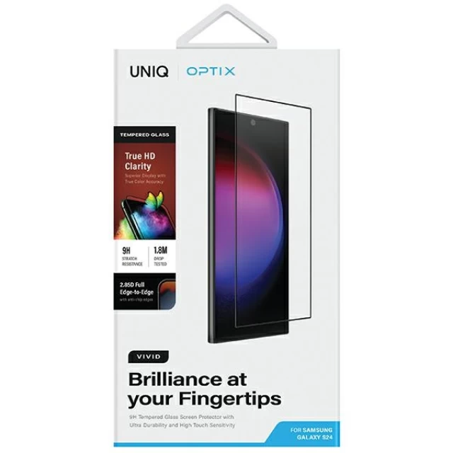 Защитное стекло UNIQ Optix Vivid для Samsung Galaxy S24 (S921) Black (UNIQ-GS24-VIVIDCLEAR)