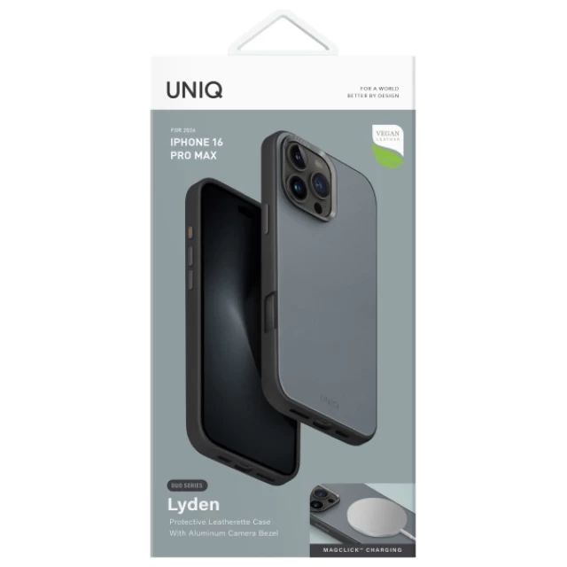 Чохол UNIQ Lyden DS для iPhone 16 Pro Max Washed Blue Black with MagSafe (UNIQ-IP6.9P(2024)-LDSWBLUBLK)