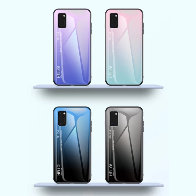 Чехол HRT Gradient Glass для Samsung Galaxy A41 Black Blue (9111201901957)