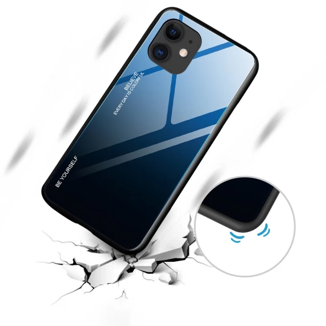 Чехол HRT Gradient Glass для iPhone 12 mini Black/Blue (9111201911246)