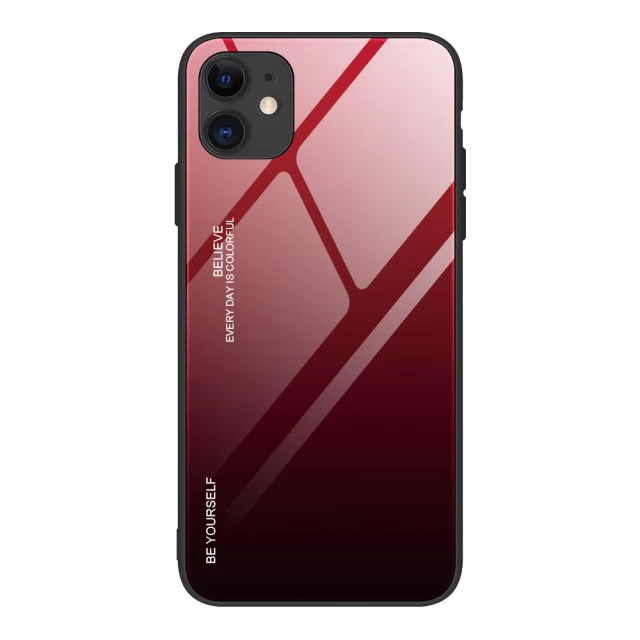 Чохол HRT Gradient Glass для iPhone 12 | 12 Pro Black Red (9111201911291)