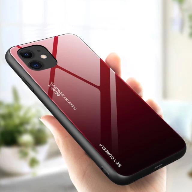 Чохол HRT Gradient Glass для iPhone 12 | 12 Pro Black Red (9111201911291)