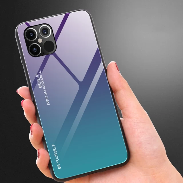 Чехол HRT Gradient Glass для iPhone 12 Pro Max Pink Purple (9111201911314)
