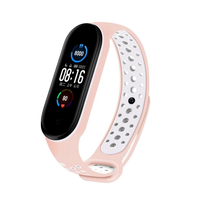 Ремешок HRT Silicone Dots Band для Xiaomi Mi Band 5 Pink/White (9111201927841)