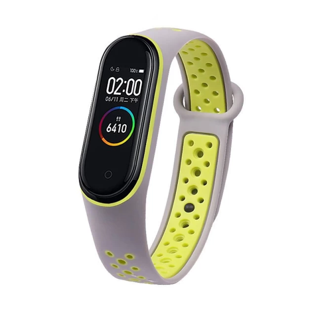 Ремешок HRT Silicone Dots Band для Xiaomi Mi Band 5 Grey/Green (9111201927865)