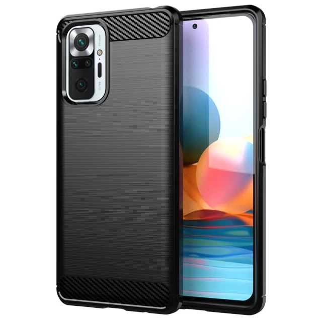 Чехол HRT Carbon Case для Xiaomi Redmi Note 10 Pro Black (9111201933538)