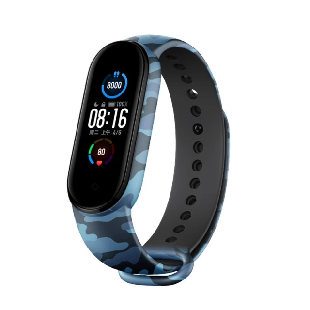 Ремешок HRT Silicone Band для Xiaomi Mi Band 6/5 Camo Blue (9111201942424)