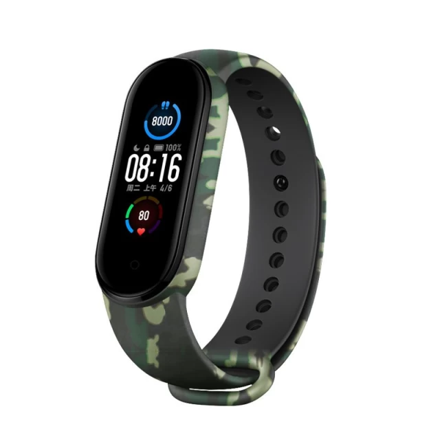 Ремінець HRT Silicone Band для Xiaomi Mi Band 6/5 Camo Green (9111201942431)