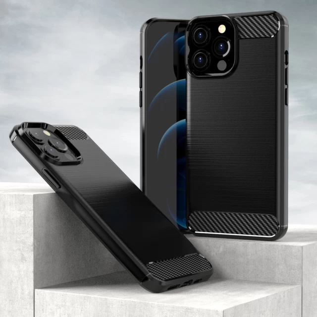 Чехол HRT Carbon Case для iPhone 13 Pro Max Black (9145576212509)