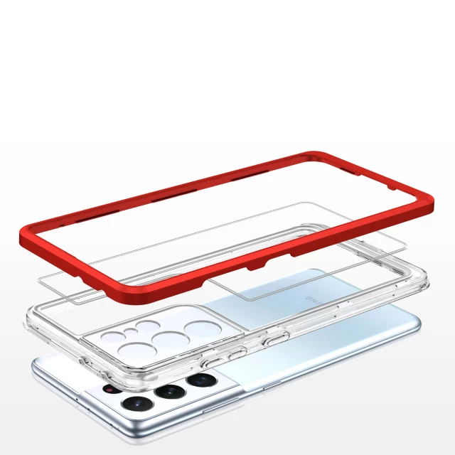 Чехол HRT Clear 3in1 Case для Samsung Galaxy S21 Ultra 5G Red (9145576242896)