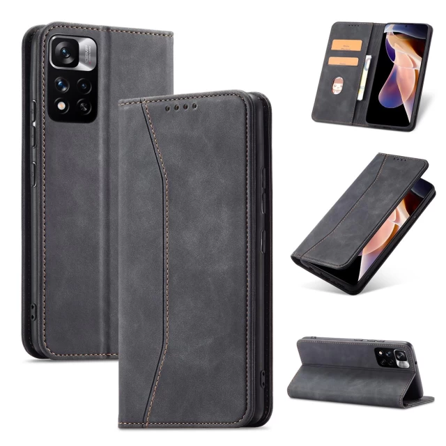 Чехол-книжка HRT Magnet Fancy Case для Xiaomi Redmi Note 11 Pro Black (9145576249864)