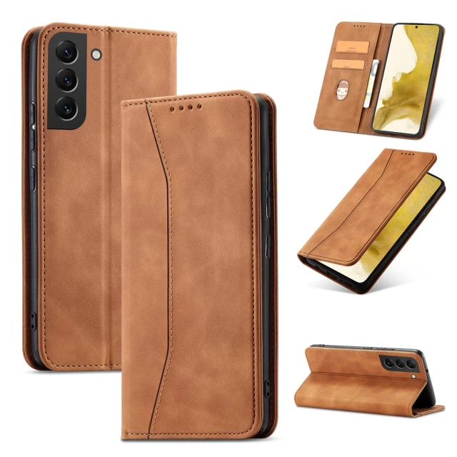 Чехол-книжка HRT Magnet Fancy Case для Samsung Galaxy S22 Plus Brown (9145576249963)