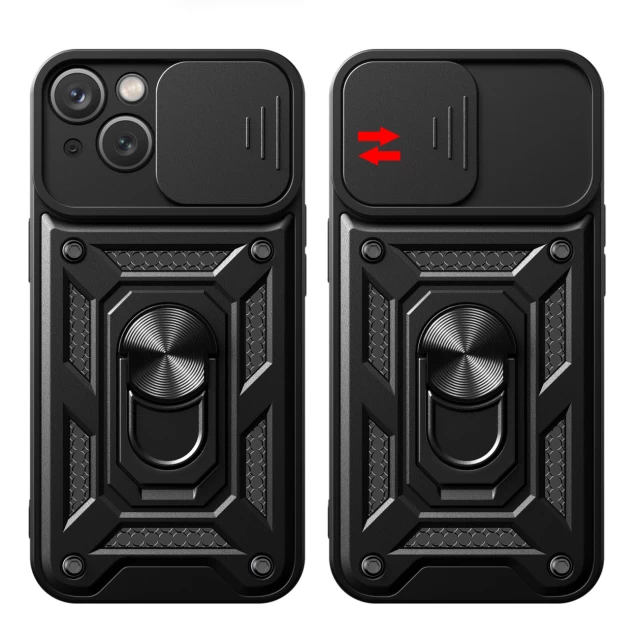Чохол HRT Hybrid Armor Camshield для iPhone 15 Black (9145576280744)
