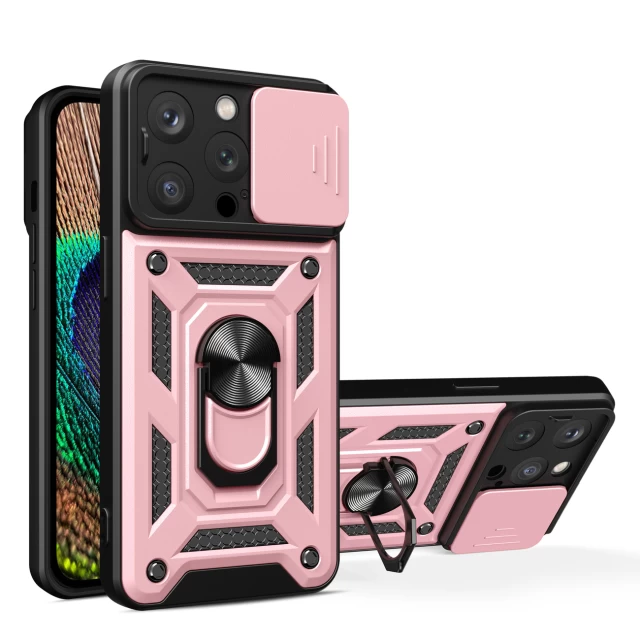 Чехол HRT Hybrid Armor Camshield для iPhone 15 Pro Pink (9145576280829)