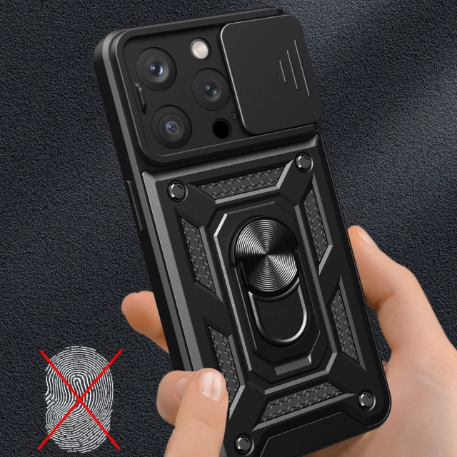 Чохол HRT Hybrid Armor Camshield для iPhone 15 Pro Max Black (9145576280836)