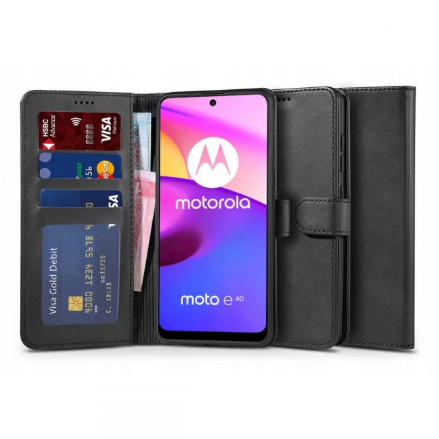 Чехол Tech-Protect Wallet для Motorola Moto E20/E30/E40 Black (9589046918964)
