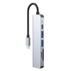 USB-хаб Tech-Protect V4 6-in-1 Grey USB-C - 2xUSB-A/HDMI/USB-C/SD/TF Grey (9589046919343)